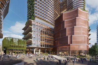 The final two elements of the $3 billion Central Place Sydney project are the Connector building and the Pavilion.