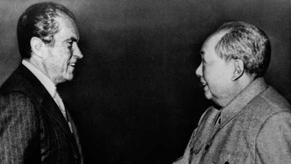 Richard Nixon meeting chairman Mao Zedong in 1972.