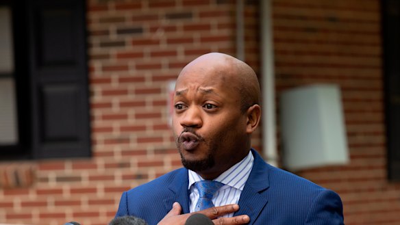 Chris Stewart, an attorney for the mother of Ahmaud Arbery, speaks during a news conference in East Point, Georgia. 