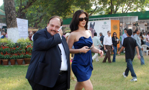 Modi’s uncle and co-accused, Mehul Choksi, with Bollywood actress Urvashi Sharma. 