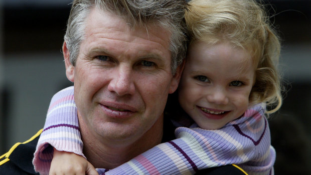 Frawley with daughter Keeley then aged three and a half in 2004.