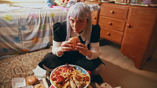 A film inspired by the cultural phenomenon of binge eating food online: Nadia Zwecker in Mukbang. 
