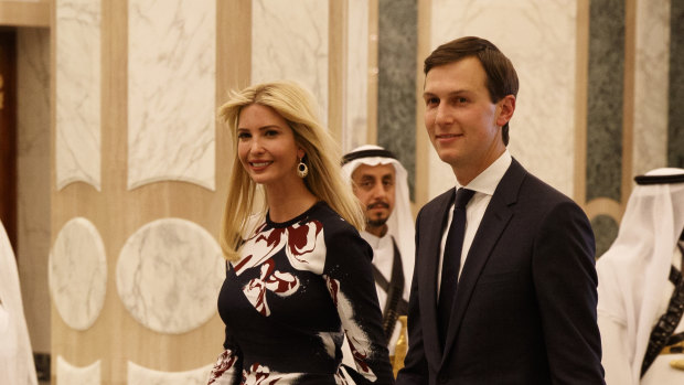 White House senior adviser Jared Kushner, right, walks with Ivanka Trump at the Royal Court Palace, in Riyadh, Saudi Arabia, on May 20, 2017, a visit opposed by many in the Trump administration including then Secretary of State Rex Tillerson.