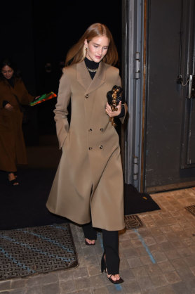 Camel coats are a staple in Rosie Huntington-Whiteley’s wardrobe.