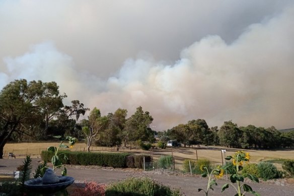 Smoke from the fires as viewed from Beaufort on Thursday afternoon.