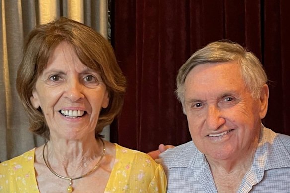 Helen Lister with her husband Arthur in December 2022. Angie says the family began noticing signs of her mum’s cognitive decline around this time. 