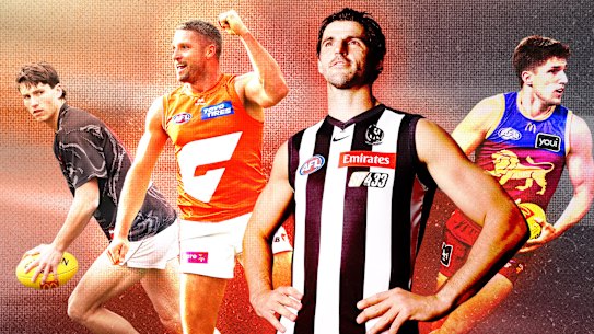 Bomber Archie Perkins, Giant Jesse Hogan, Magpie Scott Pendlebury, and Lion Zac Bailey are just some of the players to watch this off-season.