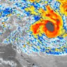 Images of Cyclone Narelle, off the Far North Queensland coast, on Wednesday.