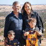 Former Hawthorn player Chance Bateman with his wife and family.