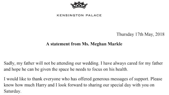 The full statement released by Kensington Palace.