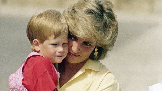 Prince Harry with his mother, Princess Diana, in 1987.