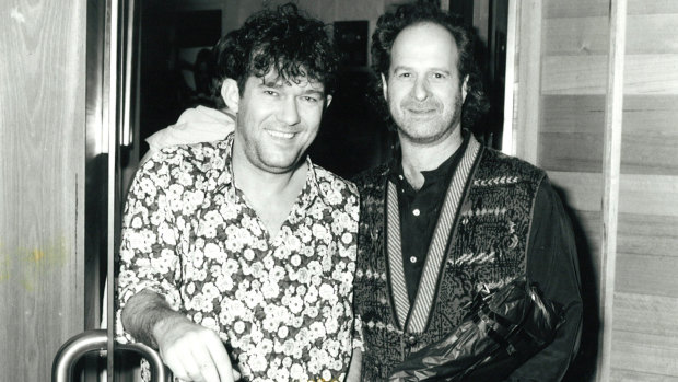 Jimmy Barnes pictured with Michael Gudinski in the 1990s. 