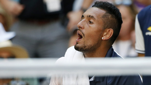 Frustrations: Kyrgios was no match for his veteran opponent.