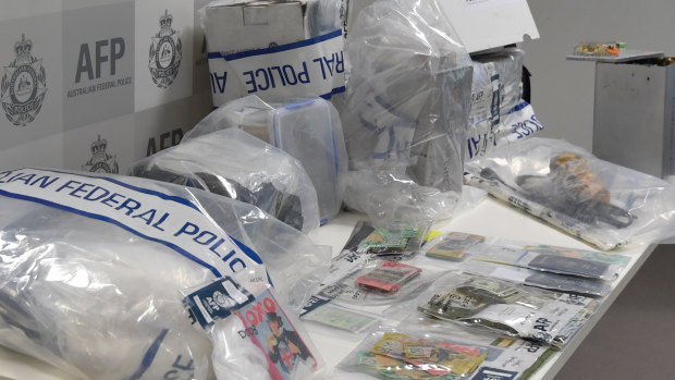 Australian Federal Police display some of the drugs that were seized.