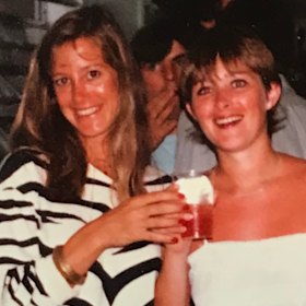 Shona Martyn, right, and Frane Lessac, now an internationally acclaimed picture book author based in Fremantle, hang out in Montserrat.
