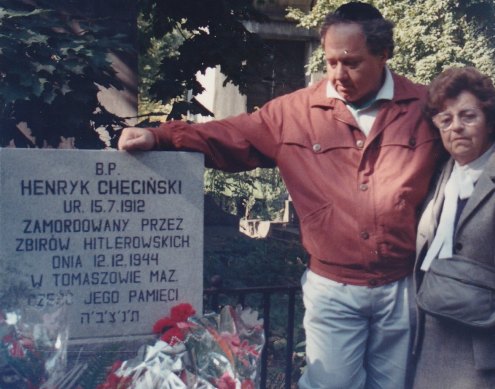 Steven Kalowski with his mother Halinka at his father’s memorial site in Warsaw.