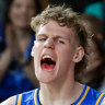 Rocco Zikarsky celebrates with the Bullets.