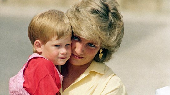 Prince Harry with his mother, Princess Diana, in 1987.