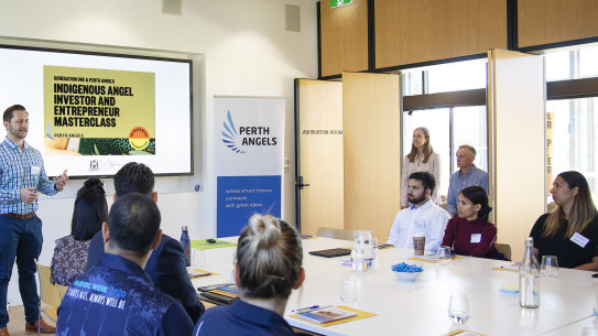 Minderoo Foundation head of Indigenous entrepreneurship gives an address at a previous Indigenous Entrepreneur Masterclass.