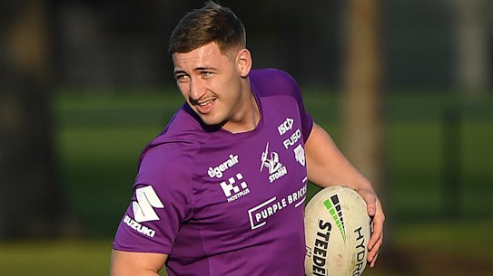 Storming in:  Max King made his first-grade debut for Melbourne Storm against his old side Gold Coast last round.