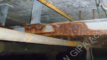 Corrosion on steel beams beneath the Circular Quay promenade.