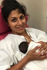 Reshni Ratnam with her first child, Isla.