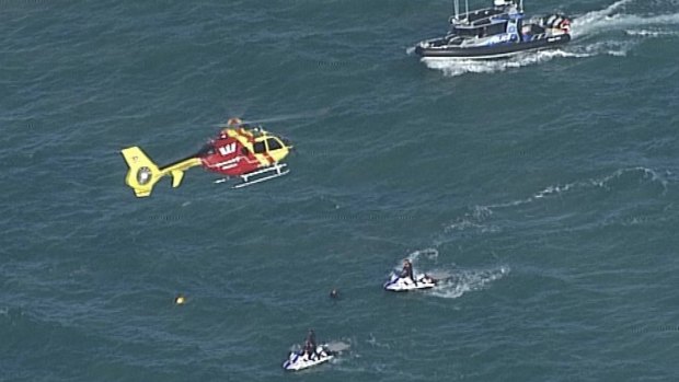 Helicopters, boats and jet skis scoured the water off Stradbroke Island after pieces of debris were found.