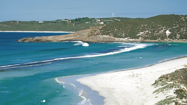 West Beach in Esperance, where a massive search is under way for a man swept off rocks.