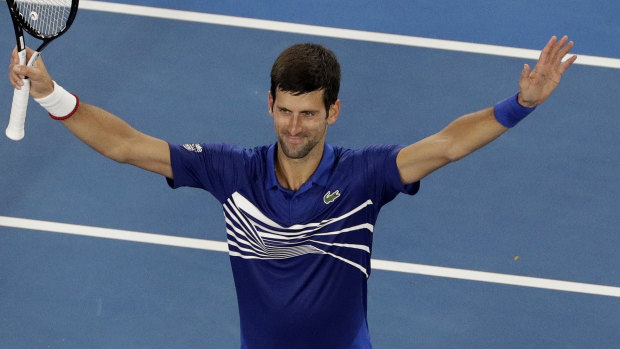 Serbia's Novak Djokovic after defeating France's Jo-Wilfried Tsonga in the second round of the Australian Open.