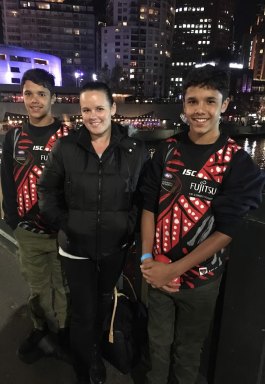 Jayden (left) and Alwyn Davey jnr (right), with their mother Janelle.