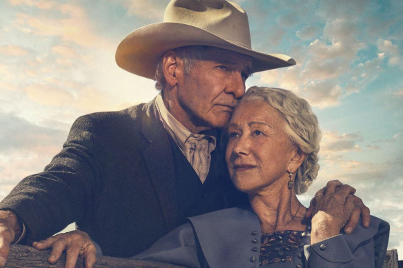 Harrison Ford as Jacob Dutton and Helen Mirren as Cara Dutton in 1923.