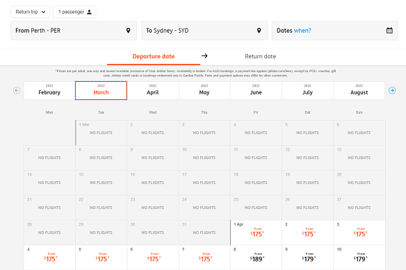 Flights through Jetstar have been cancelled throughout March, between Perth and the rest of the country.