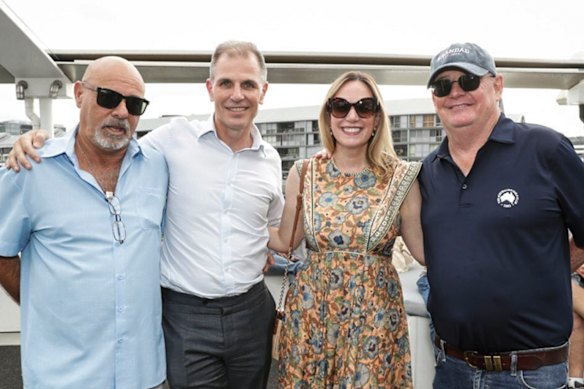 The News Corp family celebrates. From left: Daily Telegraph reporter Mark Morri, editor Ben English, deputy editor Anna Caldwell and former News Corp editor Col Allan. 