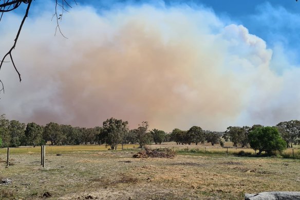 Smoke blanketing Pomonal on Tuesday.