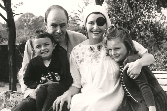 Roald Dahl with his wife, actress Patricia Neal, and their children Theo and Tessa pictured in their garden in 1965. Neal would later describe him as ‘Roald the rotten’.