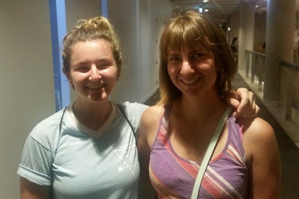 Isabella Mills, 22, from Alaska and Miranda Huang, 22, from Indiana at the World Science Festival Brisbane 2018.