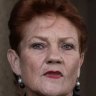 Mehreen Faruqi and Pauline Hanson outside the Federal Court in Sydney on Monday.