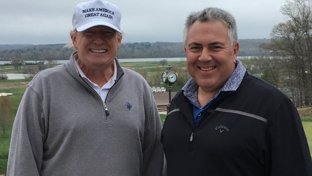 Golf buddies: Donald Trump and Joe Hockey.