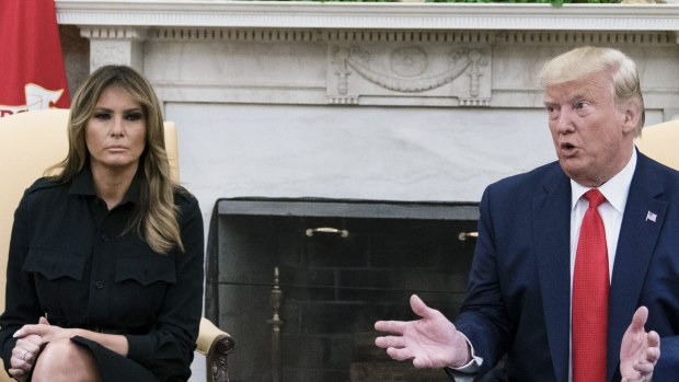 First lady Melania Trump, an anti-smoking advocate, listens as Donald Trump speaks. 