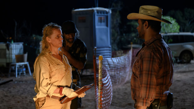 Sofia Helin and Aaron Pedersen, Mystery Road season 2.