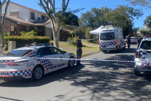 The crime scene in Stretton, in Brisbane’s south, where the mother and son were found dead.