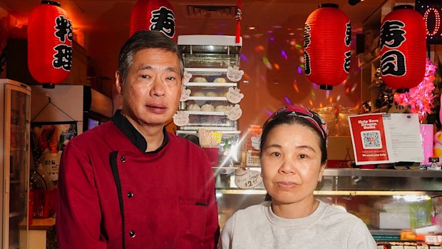 Jimmy Hu and Kerry Huang, owners of Dragon Sushi at Prahran Market.