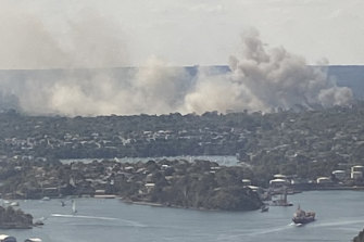 Smoke from a fire at Lane Cove Public School on Tuesday.