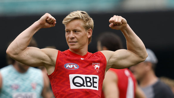 Isaac Heeney training at the SCG on Wednesday.