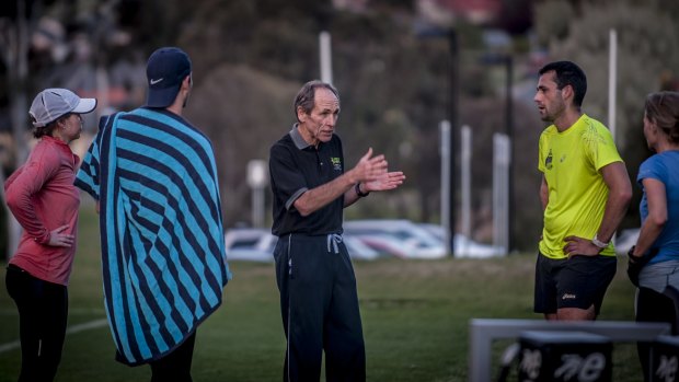 Coach: Dick Telford in action at University of Canberra.