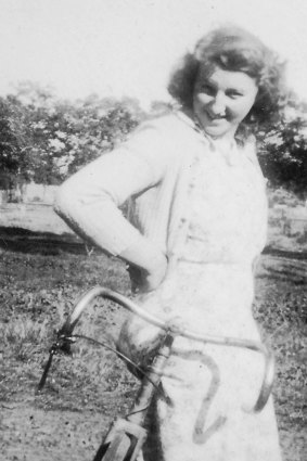 June Moore - as she was then - with her bicycle in 1943.