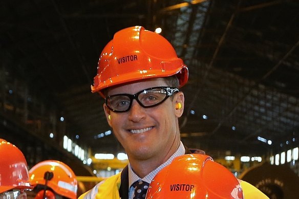 Former BlueScope executive Jason Ellis at Port Kembla steel plants in 2014. 