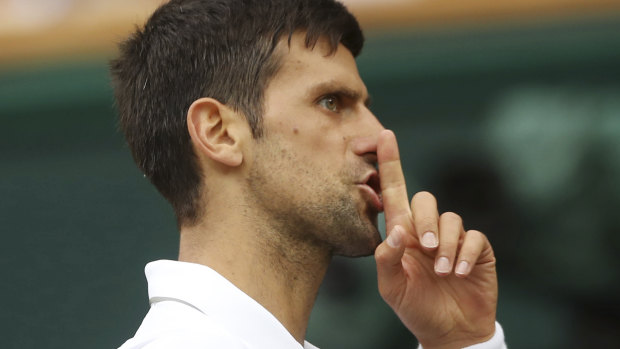 Serbia's Novak Djokovic gestures to the crowd during his semi-final clash with Spain's Roberto Bautista Agut.