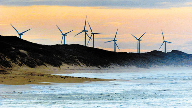 The Pacific Hydro wind farm at Codrington, outside Port Fairy, in Victoria.