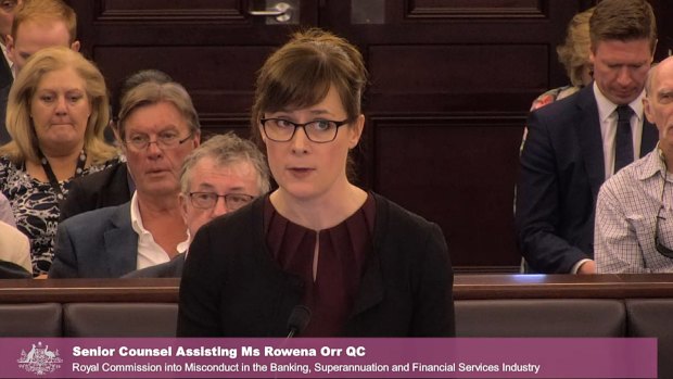 Counsel assisting Rowena Orr QC, at the banking royal commission.